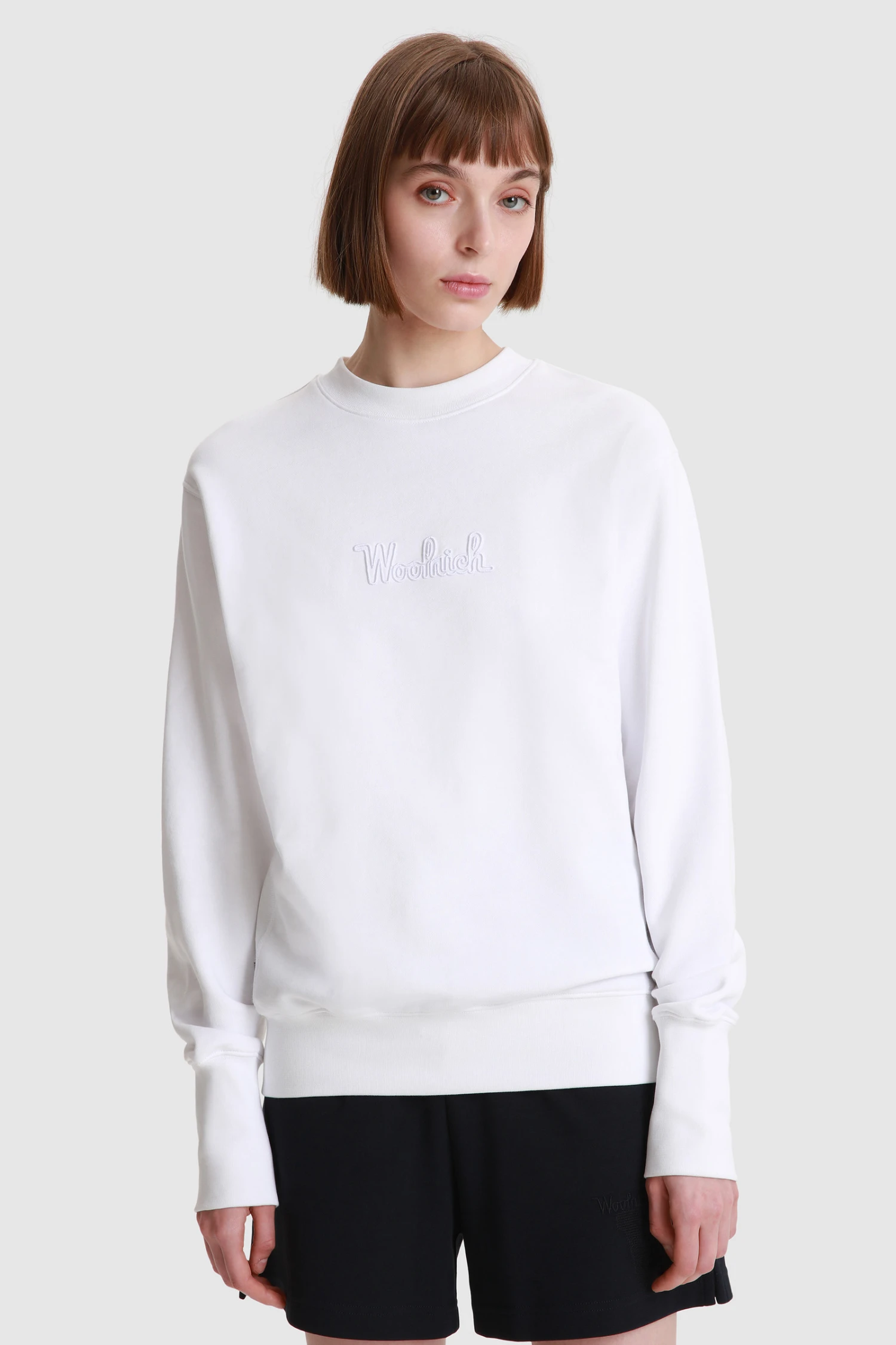 Woolrich Felpa Girocollo Con Logo Frontale Ricamato - Donna - Bianco 3 Woolrich Felpa Girocollo Con Logo Frontale Ricamato - Donna - Bianco