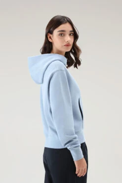Woolrich Felpa Con Cappuccio In Puro Cotone Con Logo Ricamato - Donna - Blu -Offerta Economica Vestiario CFWWSW0082FRUT3024 30052 2