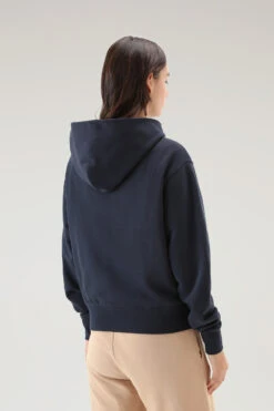 Woolrich Felpa Con Cappuccio In Puro Cotone Con Logo Ricamato - Donna - Blu 12 Woolrich Felpa Con Cappuccio In Puro Cotone Con Logo Ricamato - Donna - Blu -Offerta Economica Vestiario CFWWSW0082FRUT3024 3989 2