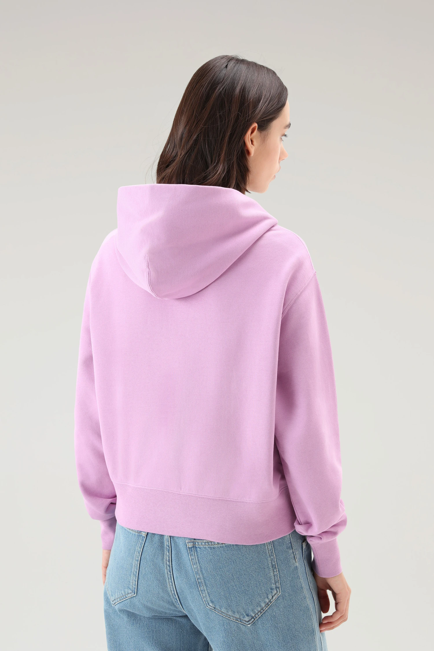 Woolrich Felpa Con Cappuccio In Puro Cotone Con Logo Ricamato - Donna - Rosa 5 Woolrich Felpa Con Cappuccio In Puro Cotone Con Logo Ricamato - Donna - Rosa - immagine 3