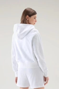 Woolrich Felpa Con Cappuccio In Puro Cotone Con Logo Ricamato - Donna - Bianco -Offerta Economica Vestiario CFWWSW0082FRUT3024 8041 2