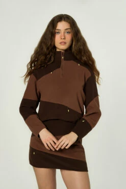 Felpa Con Mezza Zip Daniëlle Cathari / Woolrich - Donna - Marrone