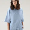 Woolrich Felpa In Puro Cotone Con Maniche A Tre Quarti - Donna - Blu -Offerta Economica Vestiario CFWWSW0112FRUT3024 30052