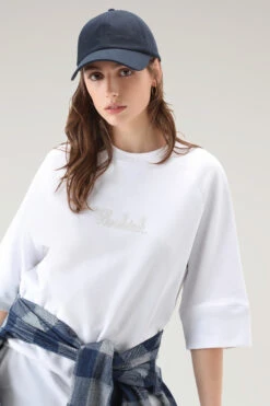 Woolrich Felpa In Puro Cotone Con Maniche A Tre Quarti - Donna - Bianco -Offerta Economica Vestiario CFWWSW0112FRUT3024 8041 3