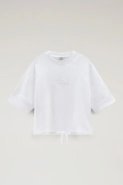 Woolrich Felpa In Puro Cotone Con Maniche A Tre Quarti - Donna - Bianco -Offerta Economica Vestiario CFWWSW0112FRUT3024 8041 4