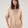 Woolrich Felpa In Puro Cotone Con Cappuccio E Maniche A Tre Quarti - Donna - Beige -Offerta Economica Vestiario CFWWSW0113FRUT3024 8925