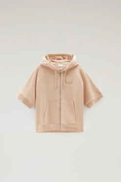 Woolrich Felpa In Puro Cotone Con Cappuccio E Maniche A Tre Quarti - Donna - Beige -Offerta Economica Vestiario CFWWSW0113FRUT3024 8925 4