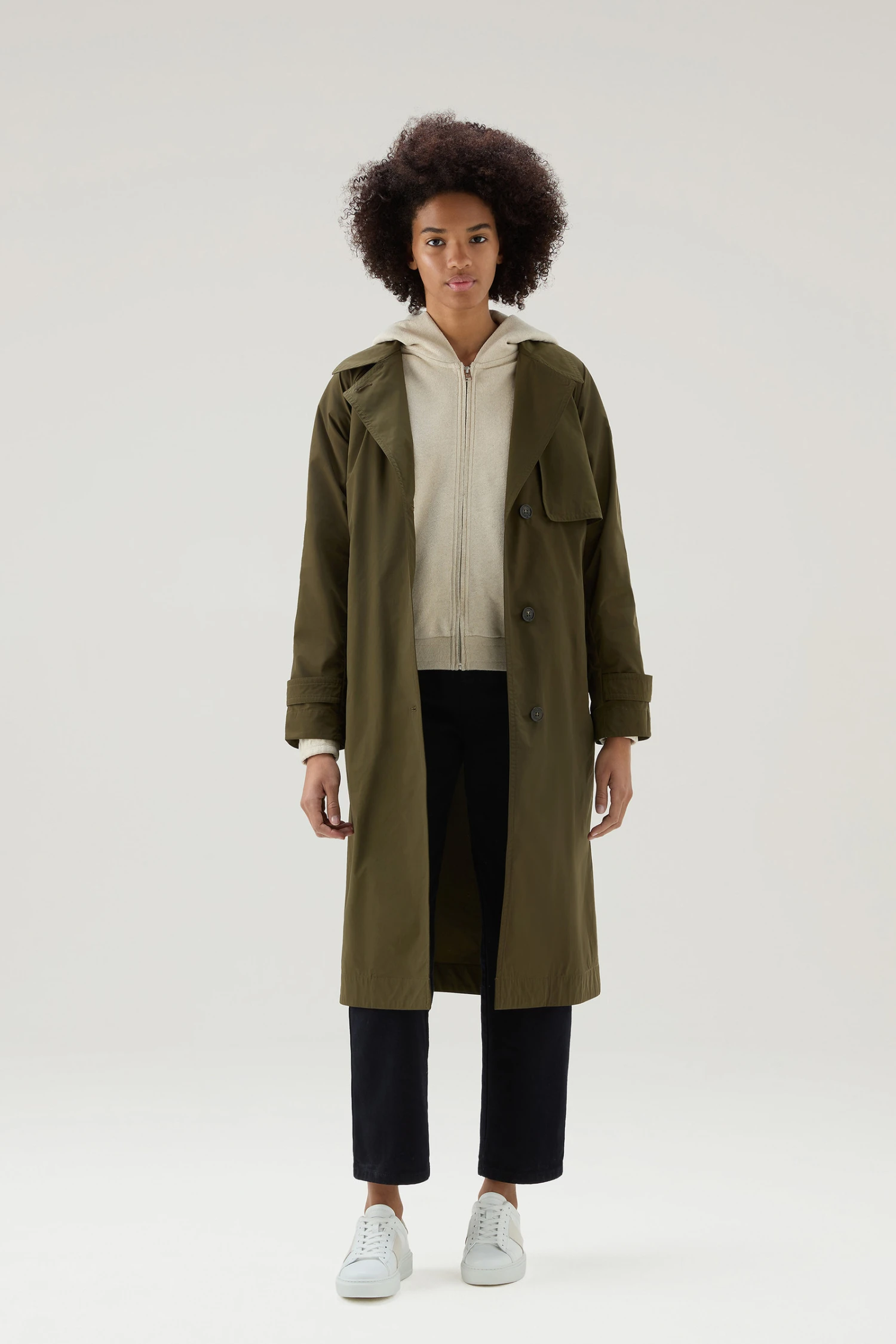 Woolrich Felpa Con Zip E Cappuccio In Misto Cotone E Lino - Donna - Beige 4 Woolrich Felpa Con Zip E Cappuccio In Misto Cotone E Lino - Donna - Beige - immagine 2