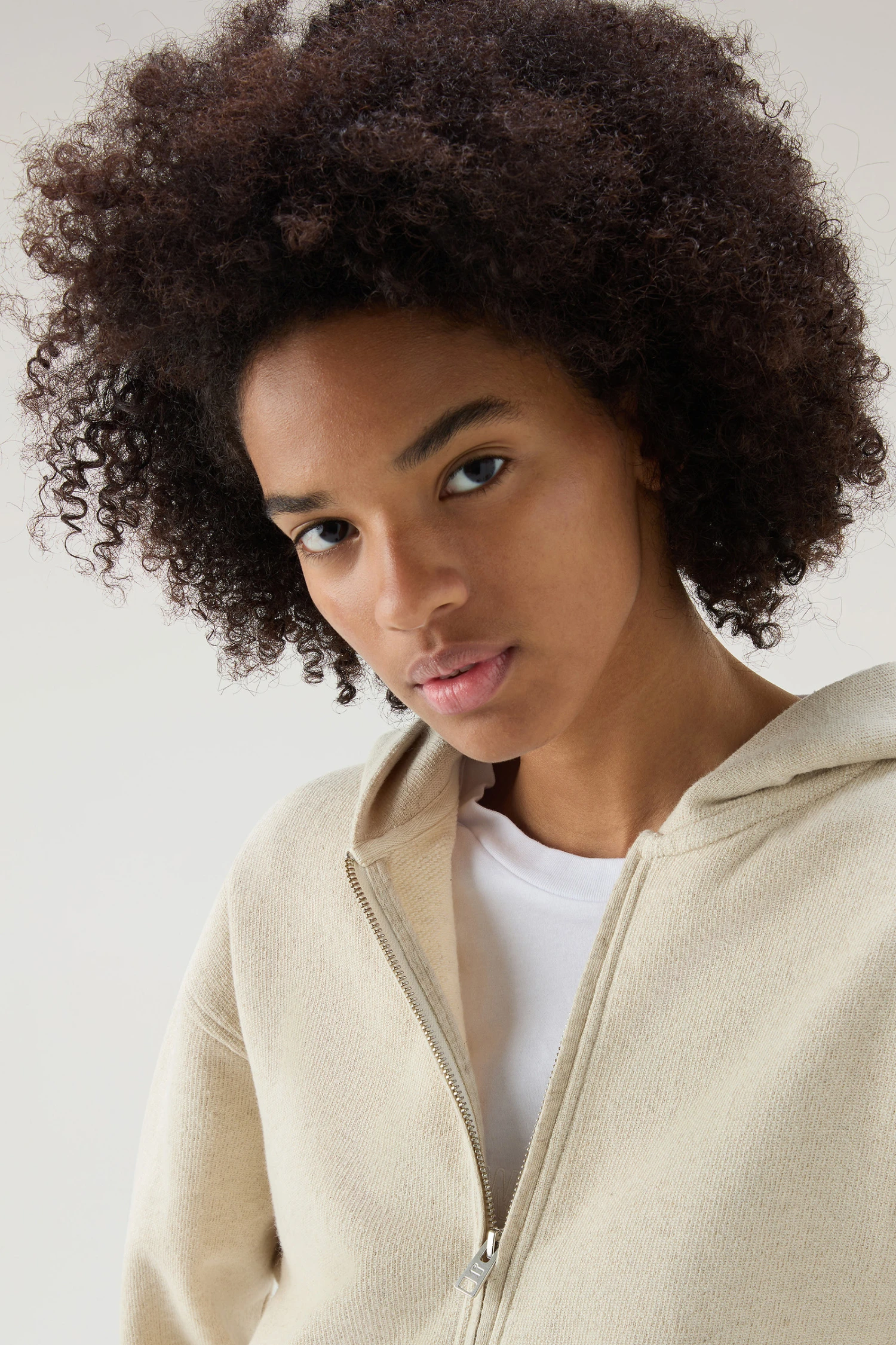 Woolrich Felpa Con Zip E Cappuccio In Misto Cotone E Lino - Donna - Beige 6 Woolrich Felpa Con Zip E Cappuccio In Misto Cotone E Lino - Donna - Beige - immagine 4