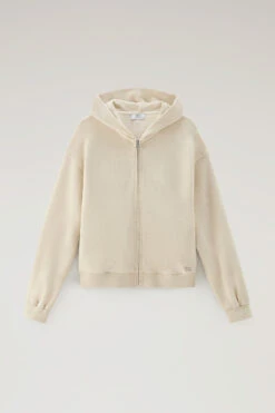 Woolrich Felpa Con Zip E Cappuccio In Misto Cotone E Lino - Donna - Beige 15 Woolrich Felpa Con Zip E Cappuccio In Misto Cotone E Lino - Donna - Beige -Offerta Economica Vestiario CFWWSW0114FRUT3371 4377 4