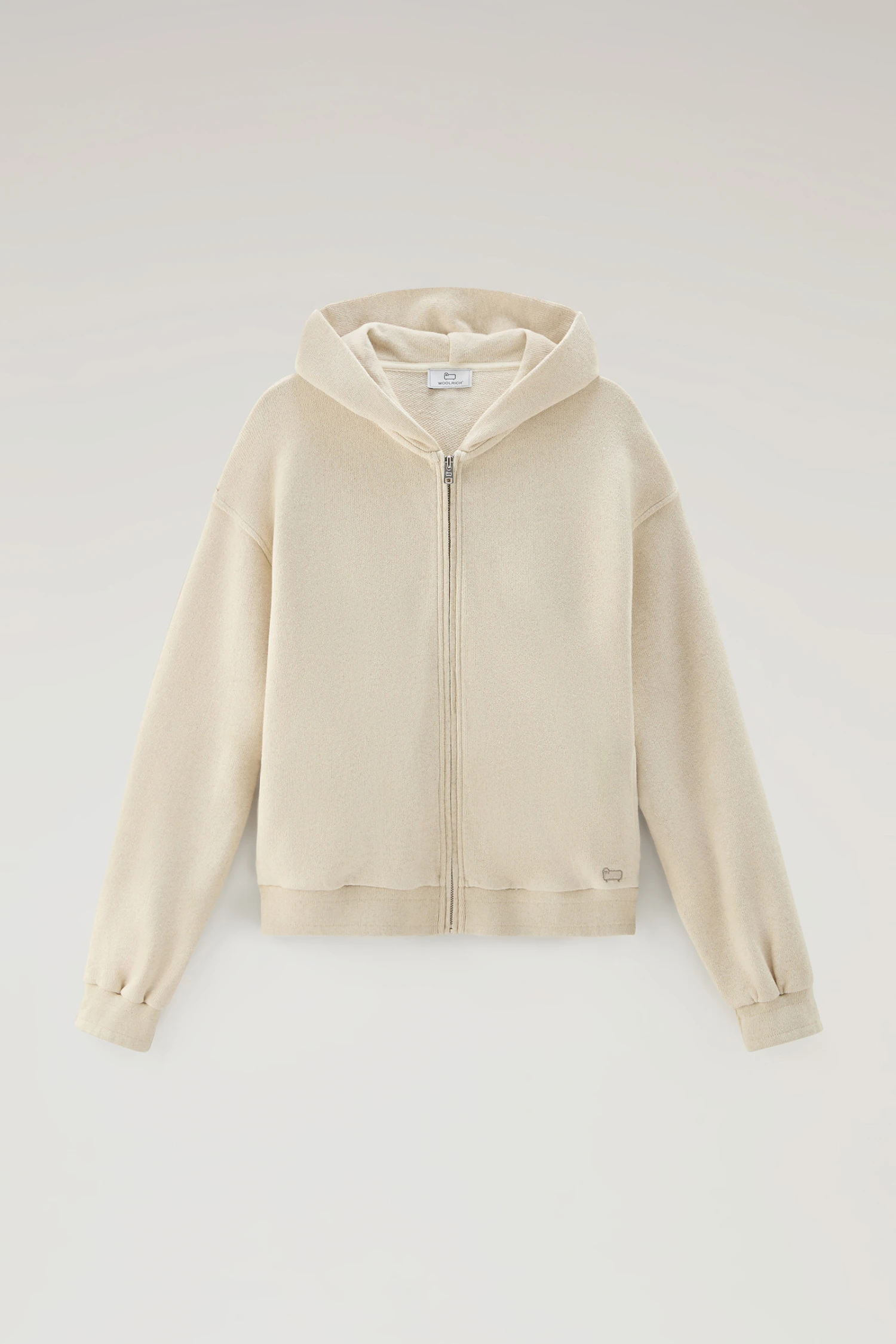 Woolrich Felpa Con Zip E Cappuccio In Misto Cotone E Lino - Donna - Beige 7 Woolrich Felpa Con Zip E Cappuccio In Misto Cotone E Lino - Donna - Beige - immagine 5