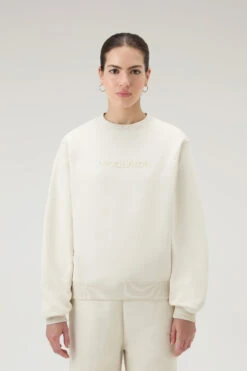 Woolrich Felpa Girocollo Con Logo Ricamato - Donna - Bianco