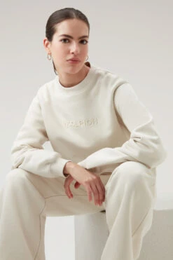 Woolrich Felpa Girocollo Con Logo Ricamato - Donna - Bianco -Offerta Economica Vestiario CFWWSW0115FRUT3164 8743 3