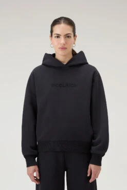 Woolrich Felpa Con Cappuccio E Logo Ricamato - Donna - Nero