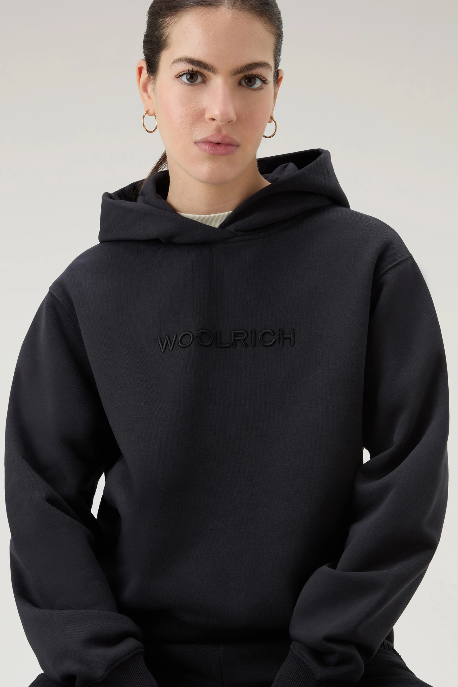 Woolrich Felpa Con Cappuccio E Logo Ricamato - Donna - Nero 6 Woolrich Felpa Con Cappuccio E Logo Ricamato - Donna - Nero - immagine 4