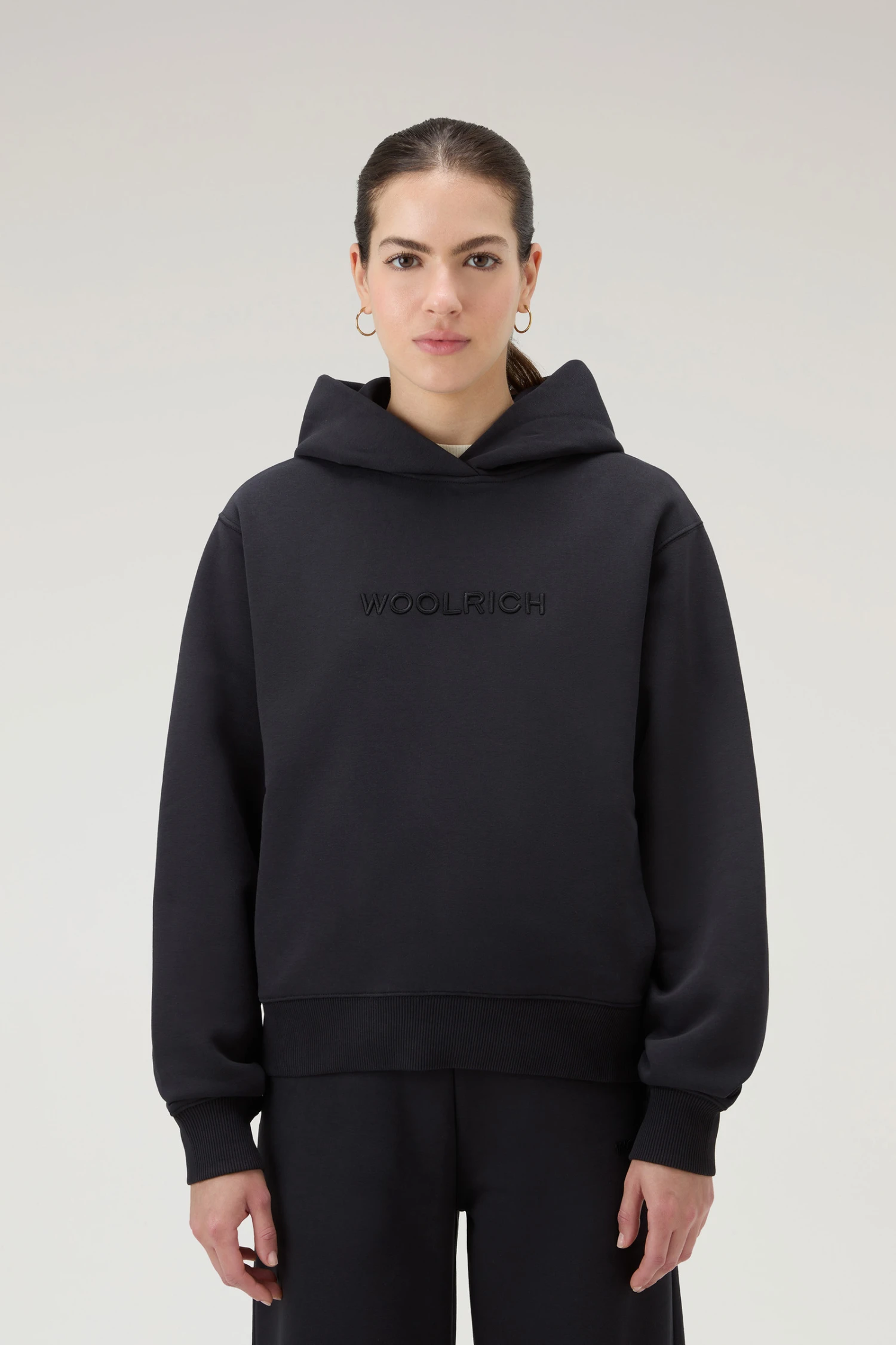 Woolrich Felpa Con Cappuccio E Logo Ricamato - Donna - Nero 3 Woolrich Felpa Con Cappuccio E Logo Ricamato - Donna - Nero