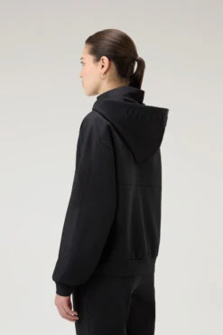 Woolrich Felpa Con Cappuccio In Misto Cotone Con Dettagli In Nylon - Donna - Nero -Offerta Economica Vestiario CFWWSW0120FRUT3497 100 2