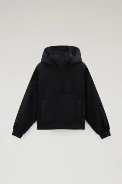 Woolrich Felpa Con Cappuccio In Misto Cotone Con Dettagli In Nylon - Donna - Nero -Offerta Economica Vestiario CFWWSW0120FRUT3497 100 4
