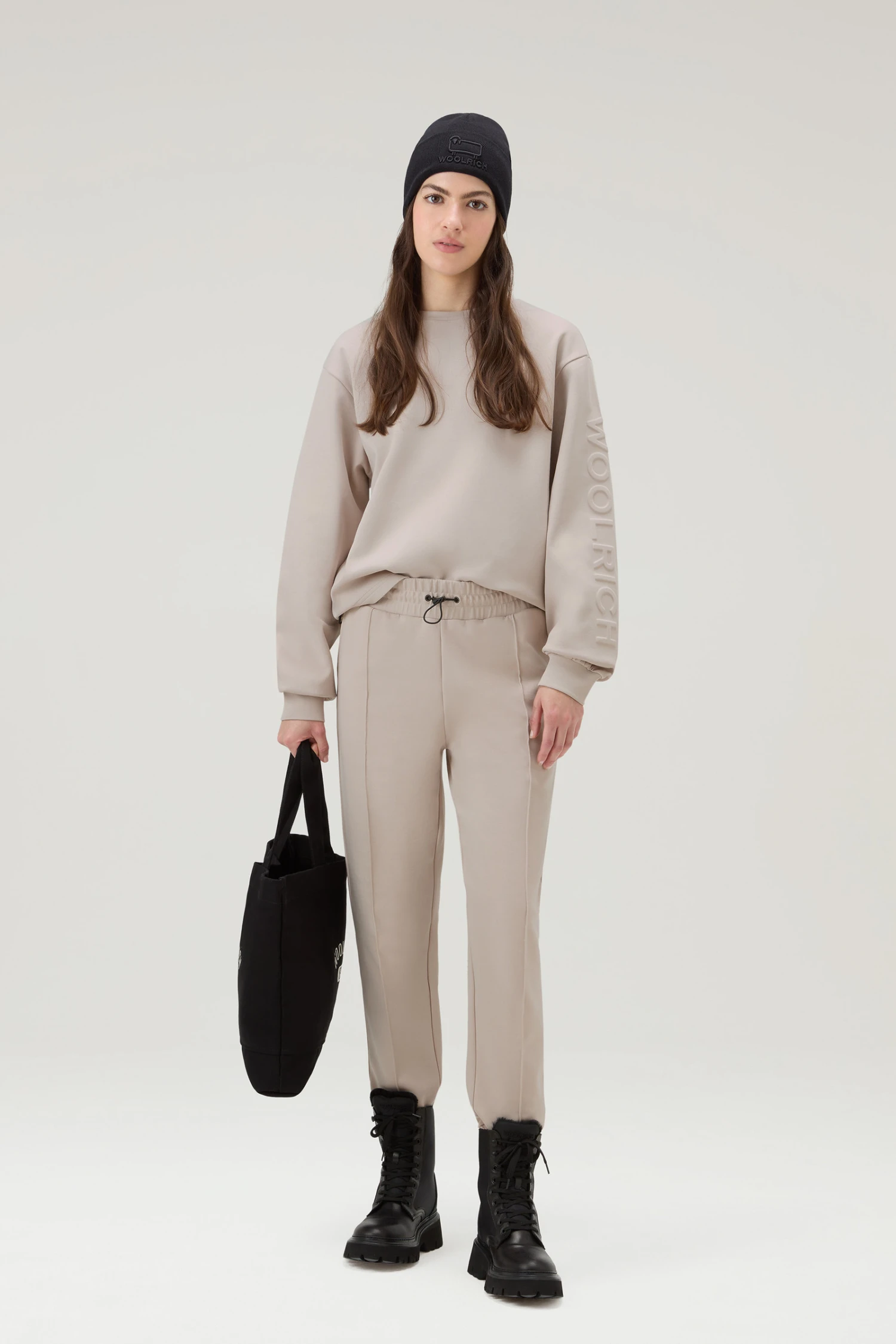 Woolrich Felpa Girocollo In Misto Cotone Con Dettagli In Nylon - Donna - Marrone 4 Woolrich Felpa Girocollo In Misto Cotone Con Dettagli In Nylon - Donna - Marrone - immagine 2