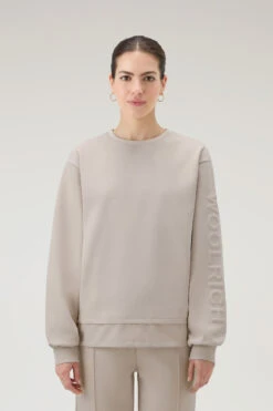 Woolrich Felpa Girocollo In Misto Cotone Con Dettagli In Nylon - Donna - Marrone