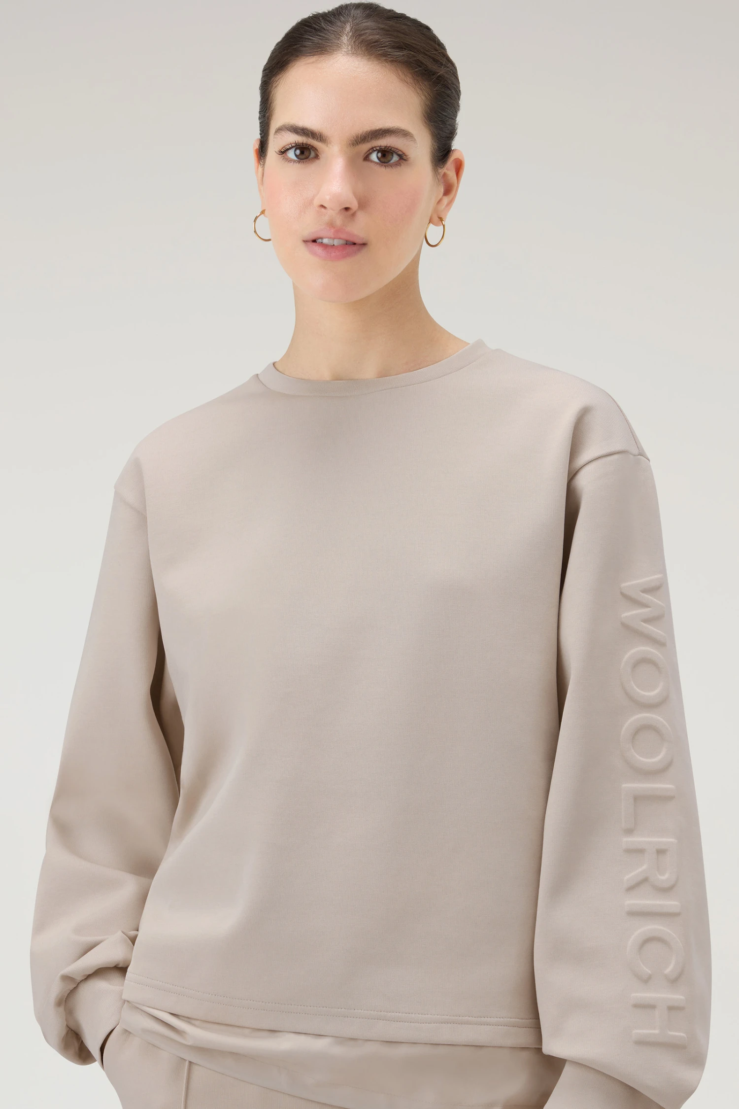 Woolrich Felpa Girocollo In Misto Cotone Con Dettagli In Nylon - Donna - Marrone 6 Woolrich Felpa Girocollo In Misto Cotone Con Dettagli In Nylon - Donna - Marrone - immagine 4