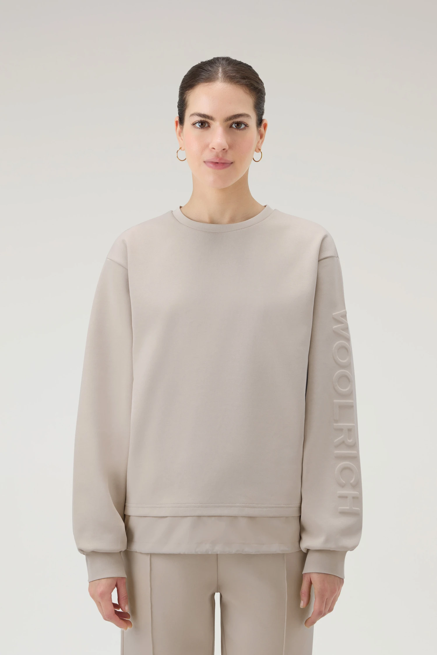 Woolrich Felpa Girocollo In Misto Cotone Con Dettagli In Nylon - Donna - Marrone 3 Woolrich Felpa Girocollo In Misto Cotone Con Dettagli In Nylon - Donna - Marrone