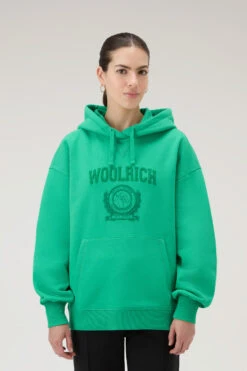 Woolrich Felpa Ivy In Misto Cotone Con Cappuccio - Donna - Verde