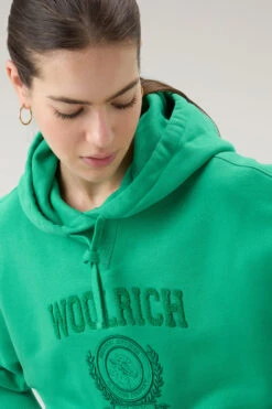 Woolrich Felpa Ivy In Misto Cotone Con Cappuccio - Donna - Verde -Offerta Economica Vestiario CFWWSW0123FRUT3164 600 3