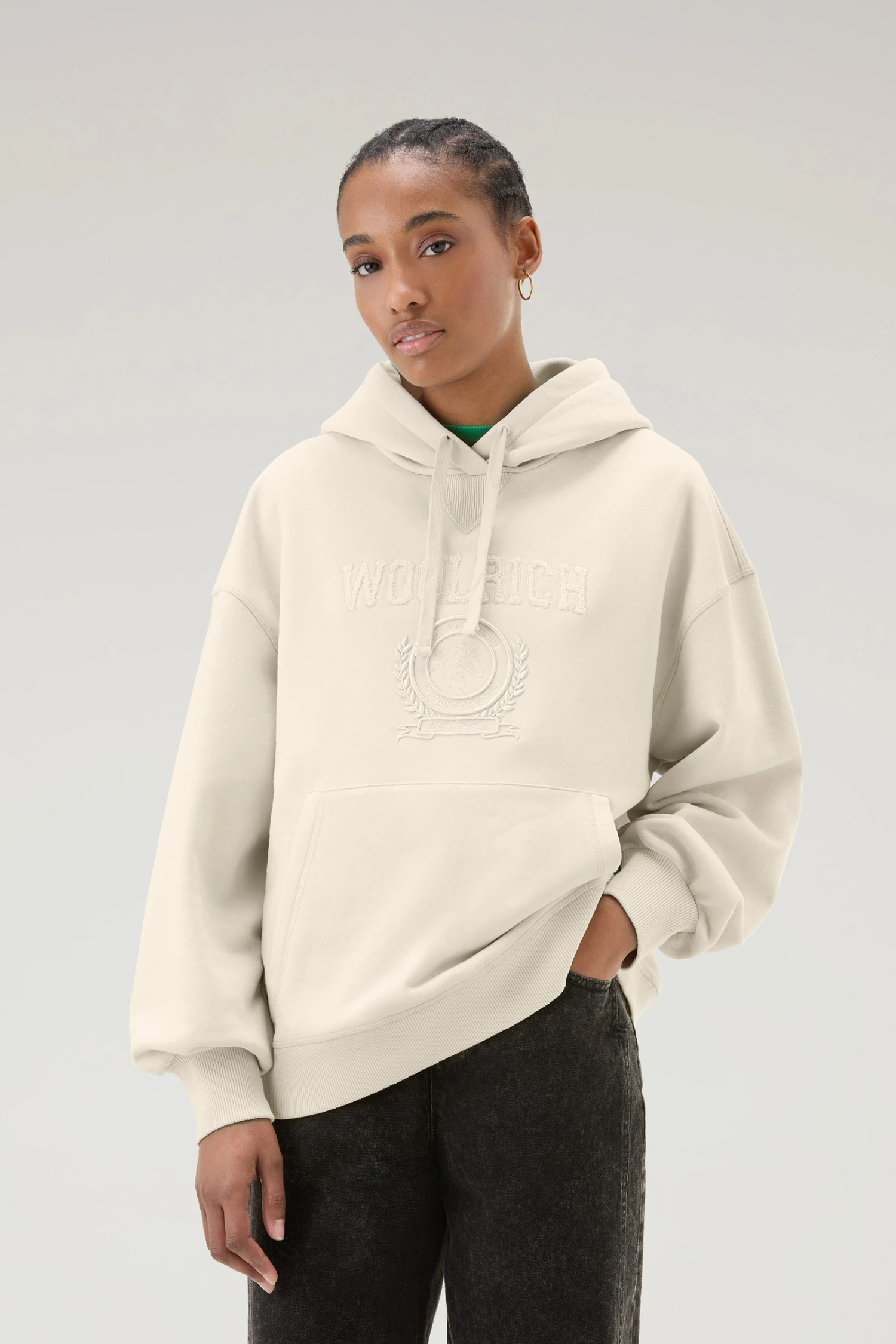 Woolrich Felpa Ivy In Misto Cotone Con Cappuccio - Donna - Bianco 3 Woolrich Felpa Ivy In Misto Cotone Con Cappuccio - Donna - Bianco