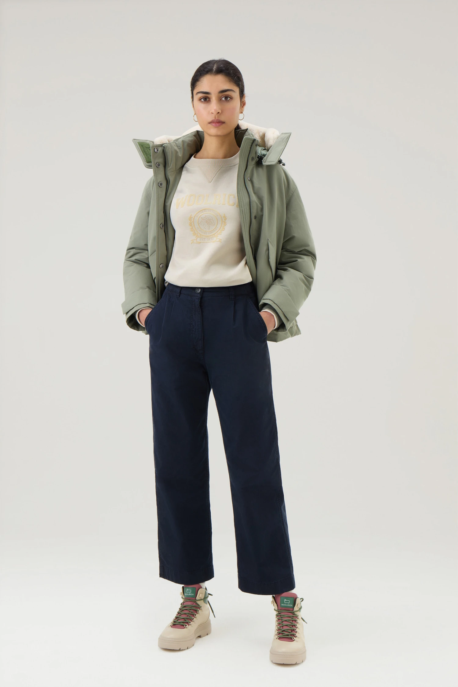 Woolrich Felpa Ivy Girocollo In Misto Cotone - Donna - Bianco 4 Woolrich Felpa Ivy Girocollo In Misto Cotone - Donna - Bianco - immagine 2