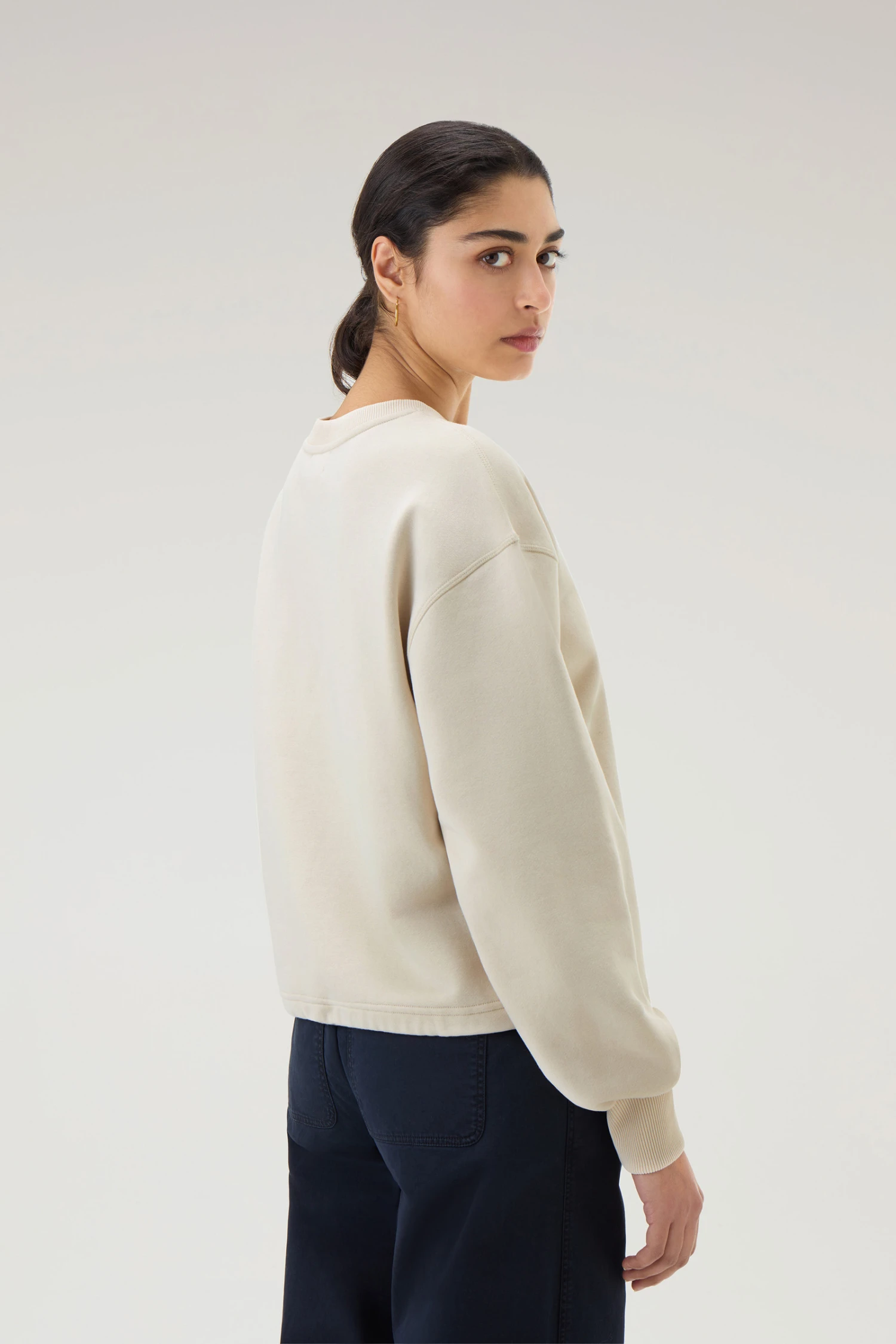 Woolrich Felpa Ivy Girocollo In Misto Cotone - Donna - Bianco 5 Woolrich Felpa Ivy Girocollo In Misto Cotone - Donna - Bianco - immagine 3