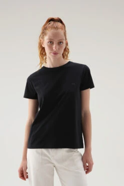 Woolrich T-shirt In Cotone Organico Con Logo - Donna - Nero