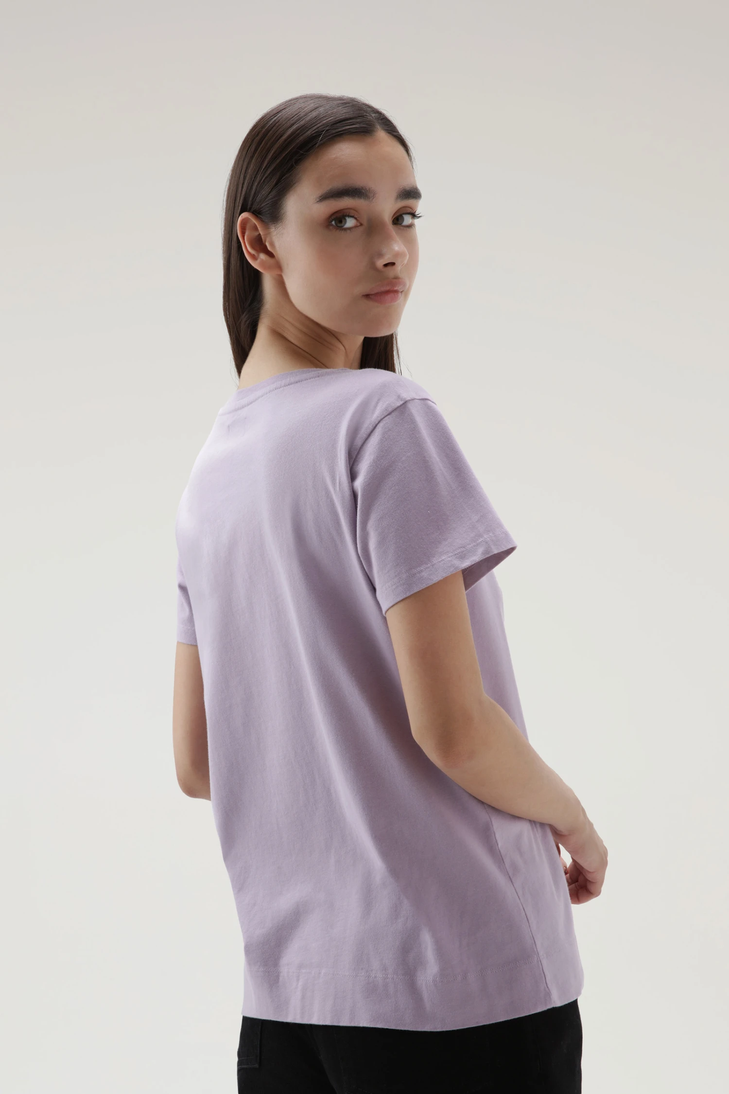 Woolrich T-shirt In Cotone Organico Con Logo - Donna - Lilla 5 Woolrich T-shirt In Cotone Organico Con Logo - Donna - Lilla - immagine 3
