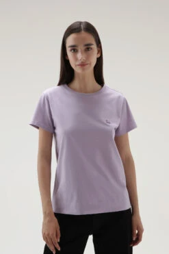 Woolrich T-shirt In Cotone Organico Con Logo - Donna - Lilla
