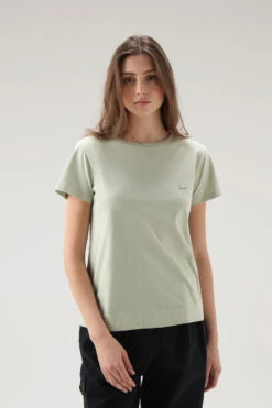 Woolrich T-shirt In Cotone Organico Con Logo - Donna - Verde