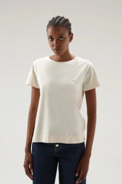 Woolrich T-shirt In Cotone Organico Con Logo - Donna - Bianco