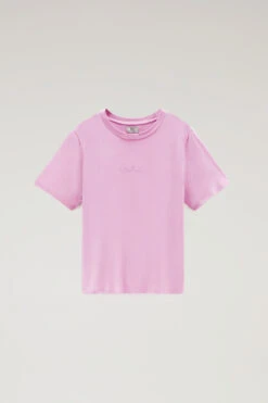 Woolrich T-shirt In Puro Cotone Con Logo Ricamato - Donna - Rosa -Offerta Economica Vestiario CFWWTE0070FRUT2926 4376 4