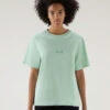 Woolrich T-shirt In Puro Cotone Con Logo Ricamato - Donna - Verde
