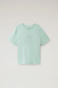 Woolrich T-shirt In Puro Cotone Con Logo Ricamato - Donna - Verde -Offerta Economica Vestiario CFWWTE0070FRUT2926 6585 4