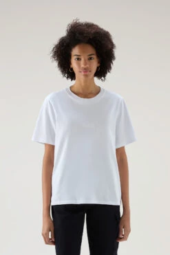 Woolrich T-shirt In Puro Cotone Con Logo Ricamato - Donna - Bianco