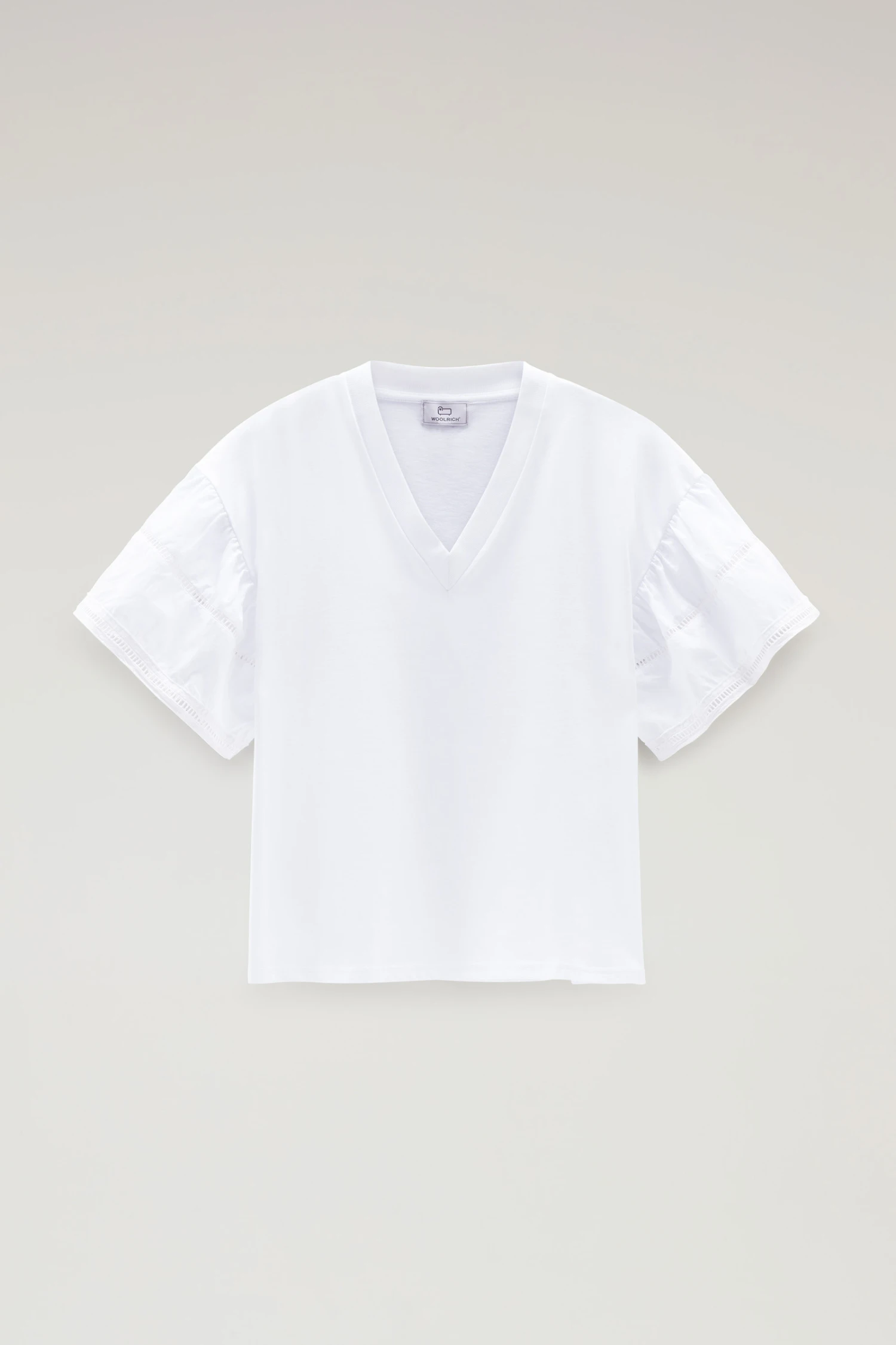 Woolrich T-shirt Lakeside In Puro Cotone Con Maniche A Palloncino - Donna - Bianco 7 Woolrich T-shirt Lakeside In Puro Cotone Con Maniche A Palloncino - Donna - Bianco - immagine 5