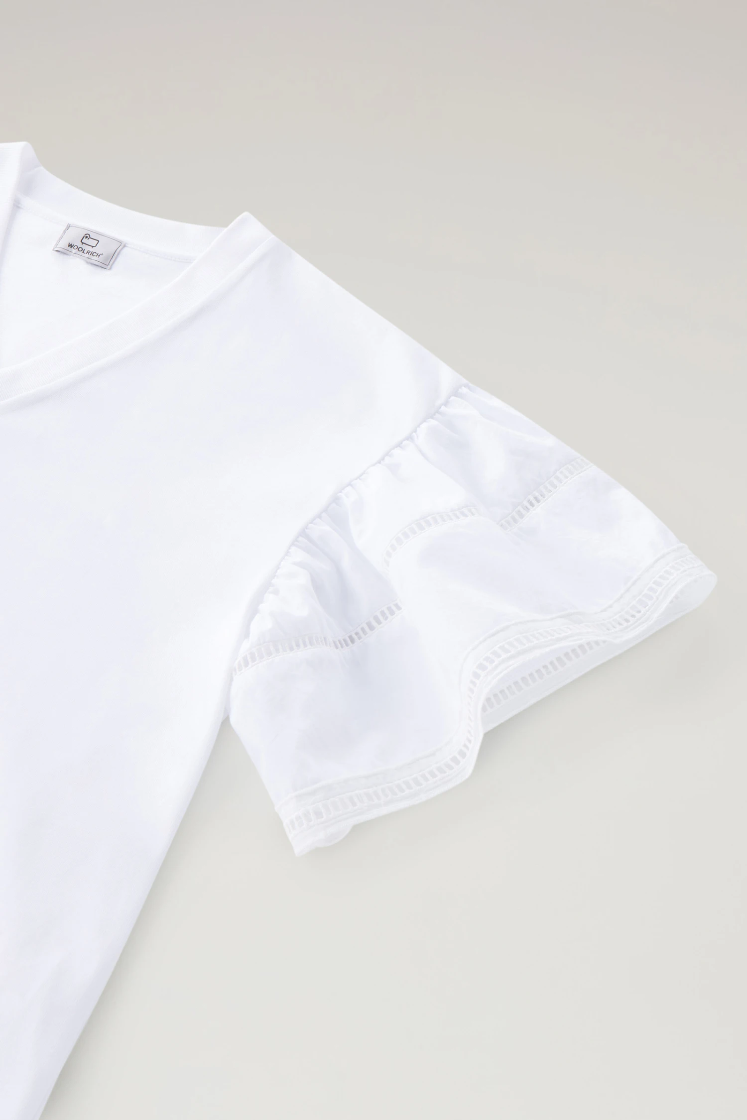 Woolrich T-shirt Lakeside In Puro Cotone Con Maniche A Palloncino - Donna - Bianco 9 Woolrich T-shirt Lakeside In Puro Cotone Con Maniche A Palloncino - Donna - Bianco - immagine 7