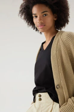 Woolrich T-shirt Con Scollo A V In Puro Cotone - Donna - Nero -Offerta Economica Vestiario CFWWTE0077FRUT2926 100 3