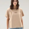 Woolrich T-shirt In Puro Cotone Con Pieghe Sulle Spalle - Donna - Beige -Offerta Economica Vestiario CFWWTE0078FRUT3333 8925