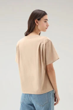 Woolrich T-shirt In Puro Cotone Con Pieghe Sulle Spalle - Donna - Beige -Offerta Economica Vestiario CFWWTE0078FRUT3333 8925 2