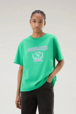 Woolrich T-shirt Ivy Girocollo In Puro Cotone - Donna - Verde