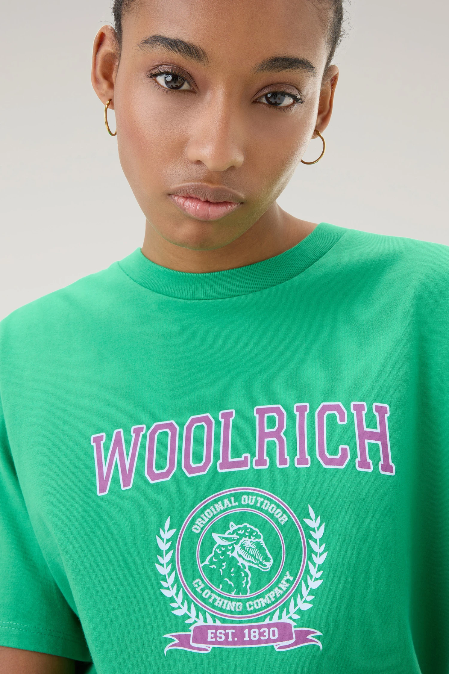 Woolrich T-shirt Ivy Girocollo In Puro Cotone - Donna - Verde 6 Woolrich T-shirt Ivy Girocollo In Puro Cotone - Donna - Verde - immagine 4