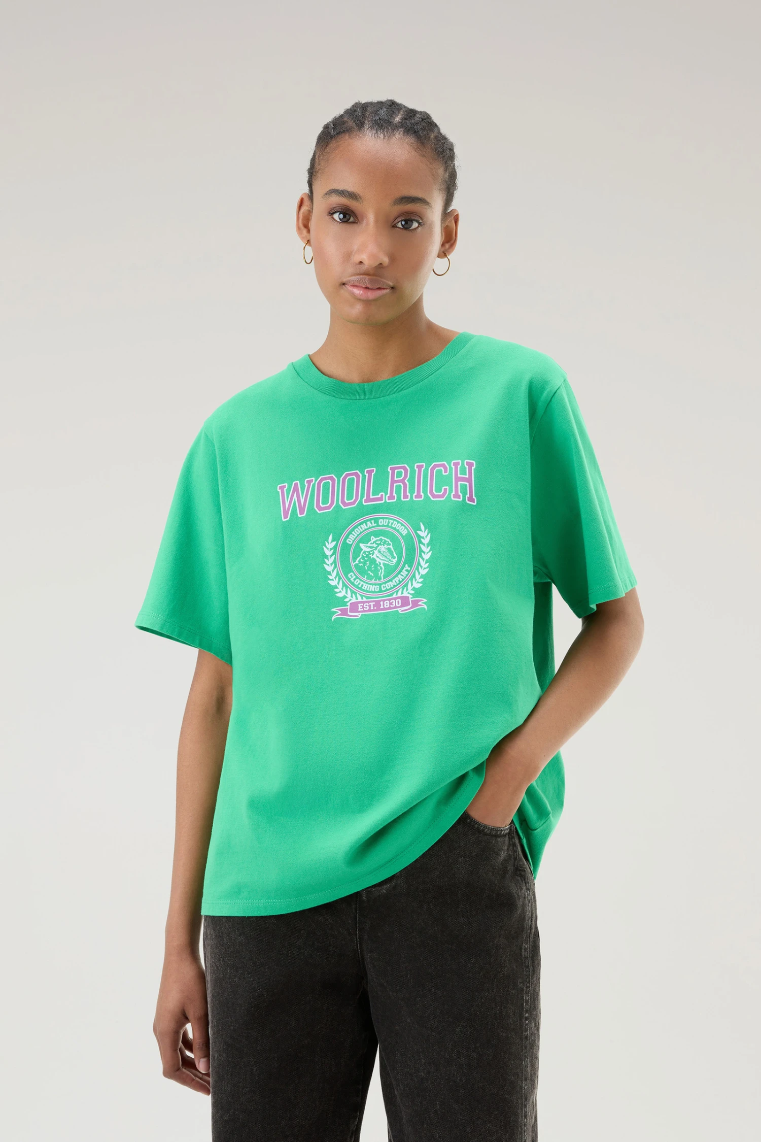 Woolrich T-shirt Ivy Girocollo In Puro Cotone - Donna - Verde 3 Woolrich T-shirt Ivy Girocollo In Puro Cotone - Donna - Verde