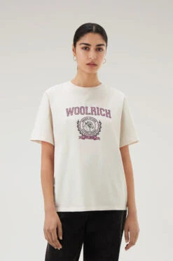 Woolrich T-shirt Ivy Girocollo In Puro Cotone - Donna - Bianco