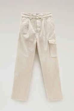 Woolrich Pantaloni Cargo Tinti In Capo In Twill Di Puro Cotone - Donna - Bianco -Offerta Economica Vestiario CFWWTR0141FRUT3332 8743 3